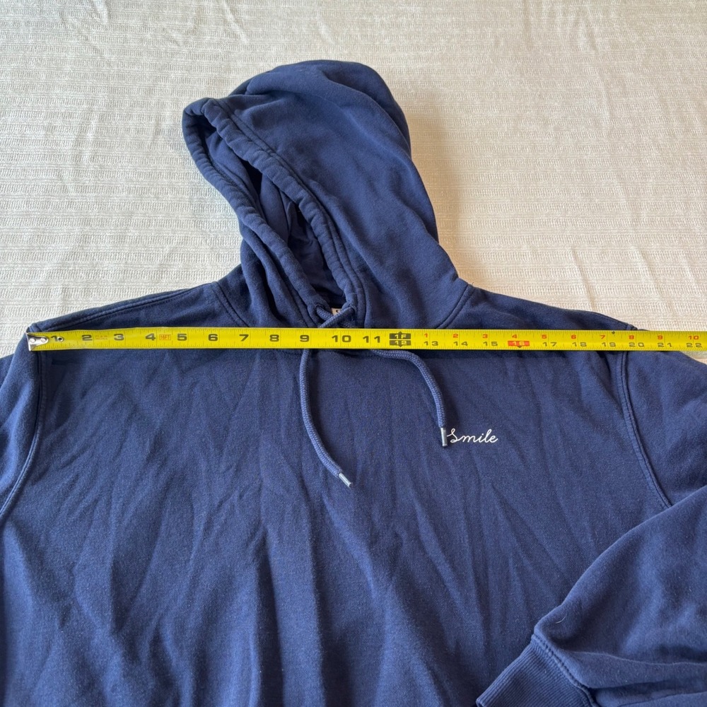 HM Divided Navy Blue Smile Embroidered Hoodie Sweatshirt Womens Medium - Picture 10 of 10